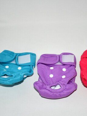 Wegreeco Premium Washable Female Dog Diapers 3 pack Purple/Pink/Teal Size: SMALL